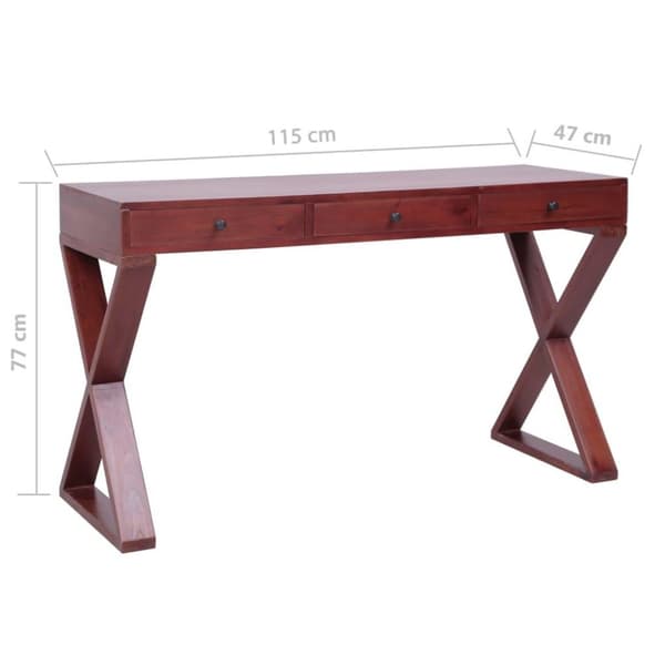vidaXL Tietokonepöytä ruskea 115x47x77 cm täysi mahonki