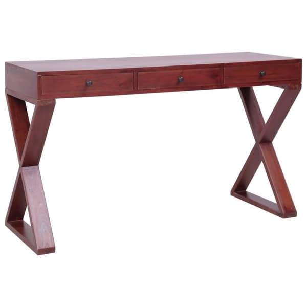 vidaXL computerbord 115x47x77 cm massivt mahognitræ brun