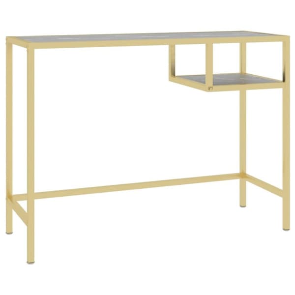 vidaXL Datorbord svart marmor 100x36x74 cm härdat glas
