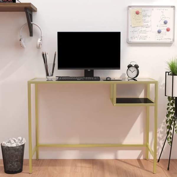 vidaXL Tietokonepöytä läpinäkyvä 100x36x74 cm karkaistu lasi