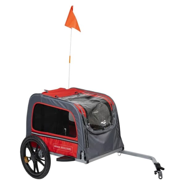 Animal Boulevard Cykelvagn för husdjur M 130x63x78 cm röd och grå