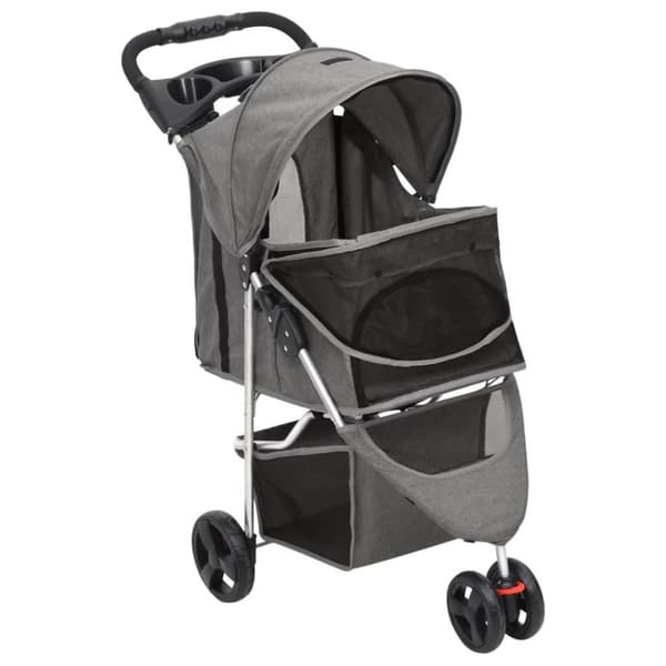vidaXL Taitettavat koiranrattaat harmaa 80x46x98 cm Oxford kangas