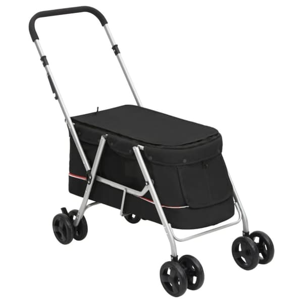 vidaXL Taitettavat koiranrattaat musta 100x49x96 cm Oxford kangas