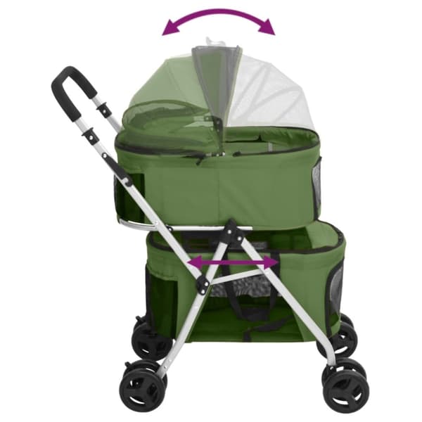 vidaXL Hopfällbar hundvagn dubbel grön 83x48x97 cm oxfordtyg