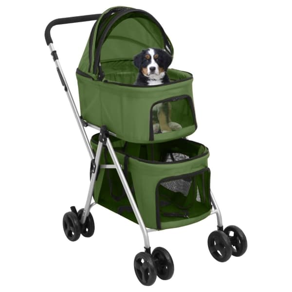 vidaXL Hopfällbar hundvagn dubbel grön 83x48x97 cm oxfordtyg