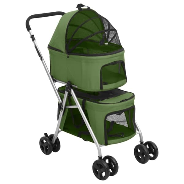 vidaXL dobbelt hundeklapvogn foldbar 83x48x97 cm oxfordstof grøn