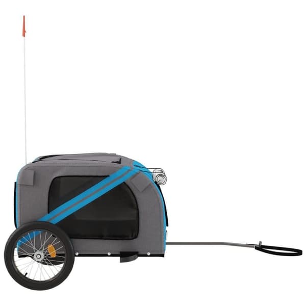 vidaXL cykeltrailer til kæledyr oxfordstof og jern blå og grå