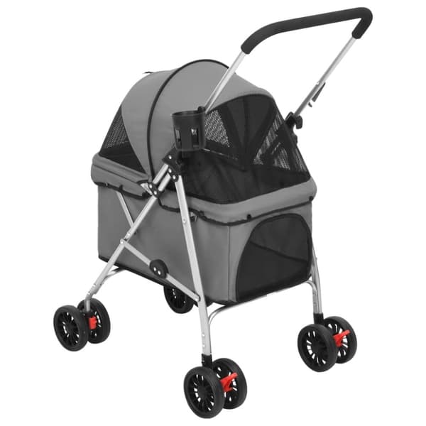 vidaXL Hundevogn sammenleggbar grå 76x50x100 cm oxford-stoff