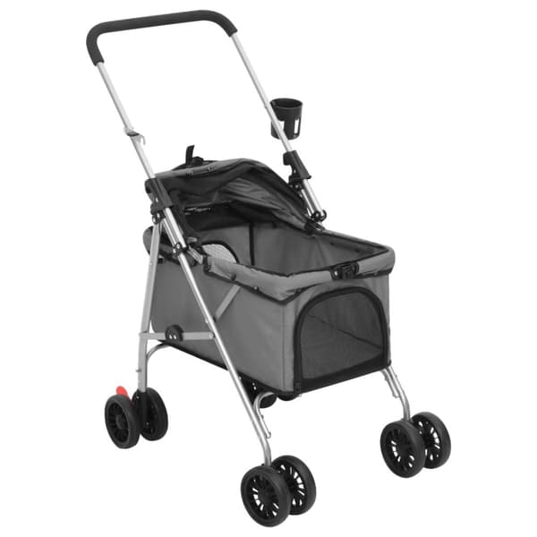 vidaXL Hundevogn sammenleggbar grå 76x50x100 cm oxford-stoff