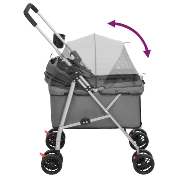 vidaXL Hundevogn sammenleggbar grå 76x50x100 cm oxford-stoff