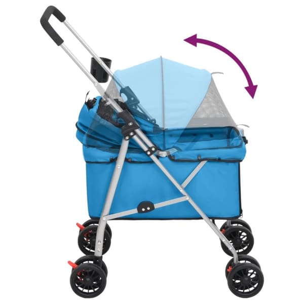 vidaXL Taitettavat koiranrattaat sininen 76x50x100 cm Oxford kangas
