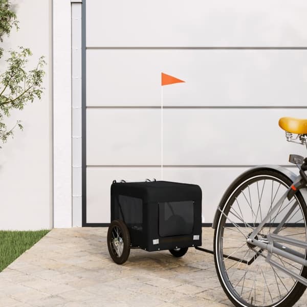 vidaXL Cykelvagn för djur svart oxfordtyg och järn