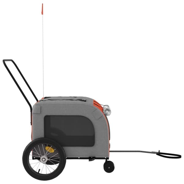 cykeltrailer til kæledyr oxfordstof og jern orange og grå