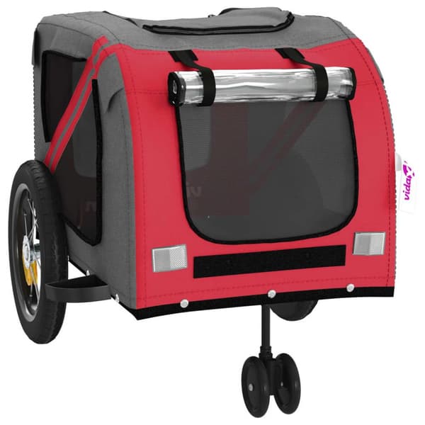 hundetrailer til cykel oxfordstof og jern rød og sort