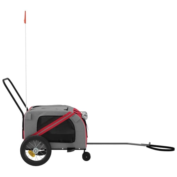 hundetrailer til cykel oxfordstof og jern rød og sort