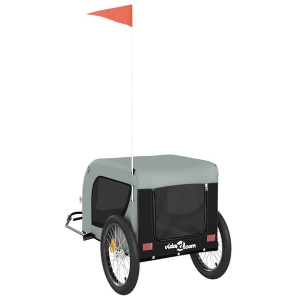 hundetrailer til cykel oxfordstof og jern grå og sort