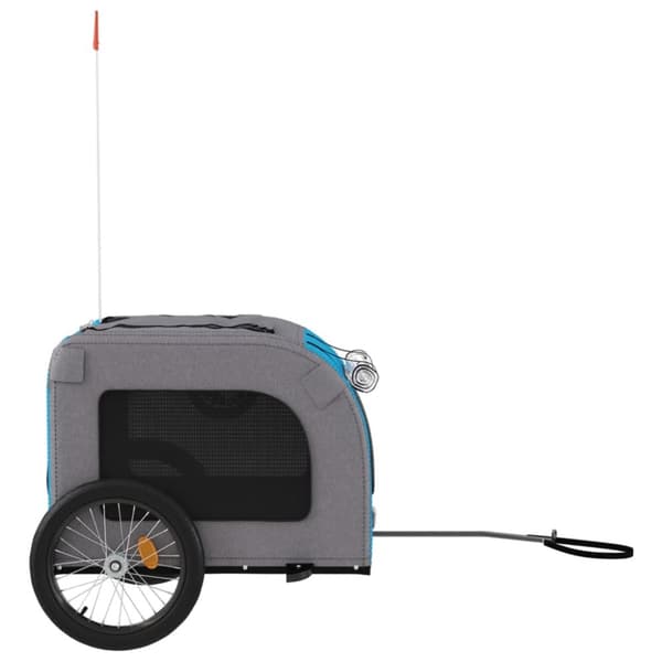 cykeltrailer til kæledyr oxfordstof og jern blå og grå