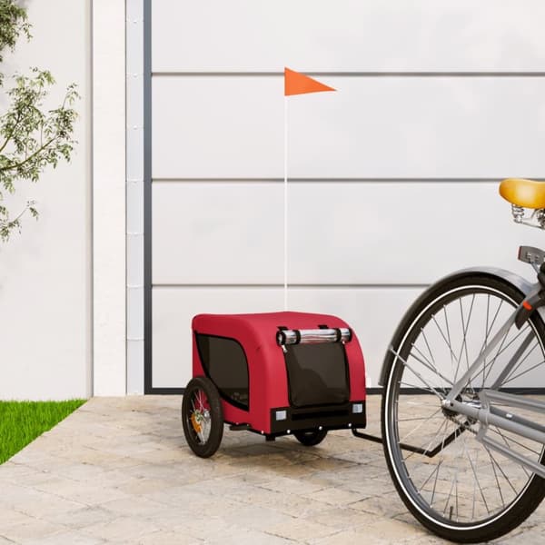 hundetrailer til cykel oxfordstof og jern rød og sort