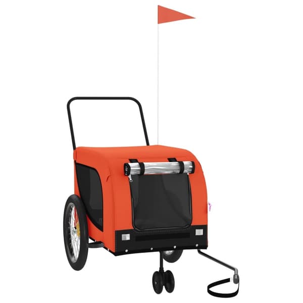 hundetrailer til cykel oxfordstof og jern orange og sort