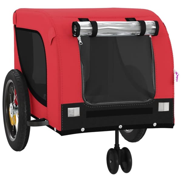 hundetrailer til cykel oxfordstof og jern rød og sort