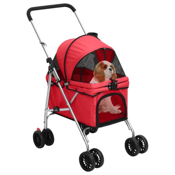 foldbar hundeklapvogn 76x50x100 cm oxfordstof rød