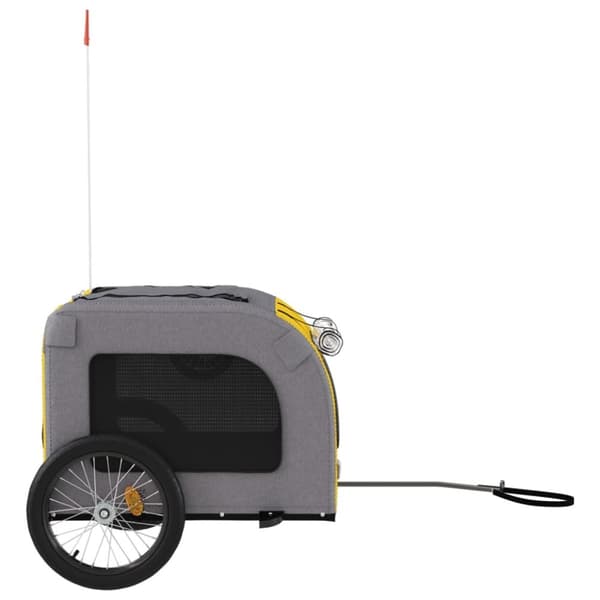 cykeltrailer til kæledyr oxfordstof og jern gul og grå