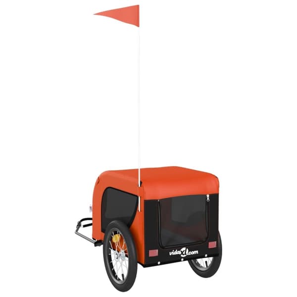 hundetrailer til cykel oxfordstof og jern orange og sort
