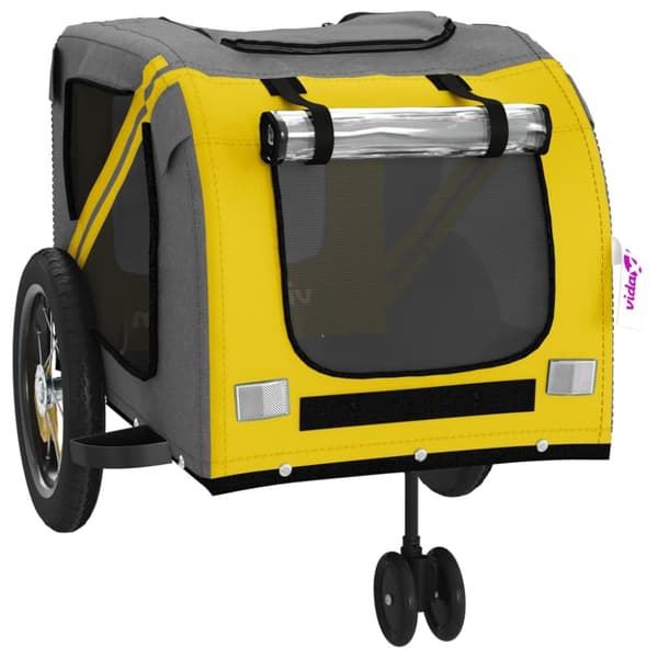 hundetrailer til cykel oxfordstof og jern gul og sort