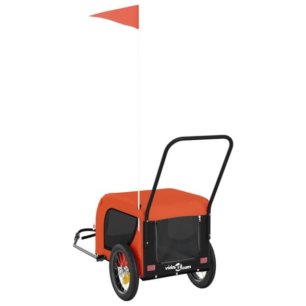 hundetrailer til cykel oxfordstof og jern orange og sort