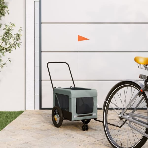 hundetrailer til cykel oxfordstof og jern grå og sort