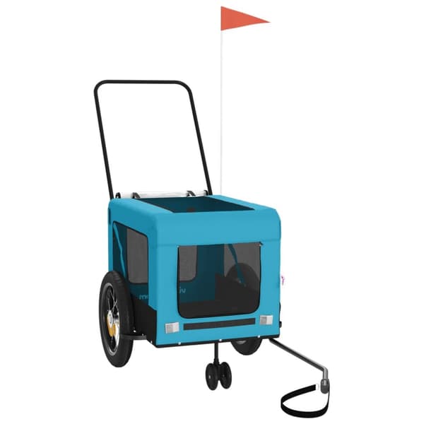 hundetrailer til cykel oxfordstof og jern blå og sort