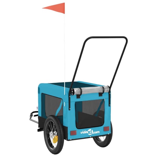 hundetrailer til cykel oxfordstof og jern blå og sort