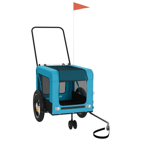 hundetrailer til cykel oxfordstof og jern blå og sort