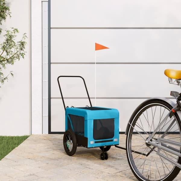 hundetrailer til cykel oxfordstof og jern blå og sort