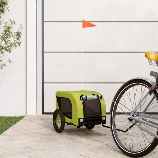 Cykelvagn för djur grön och svart oxfordtyg och järn