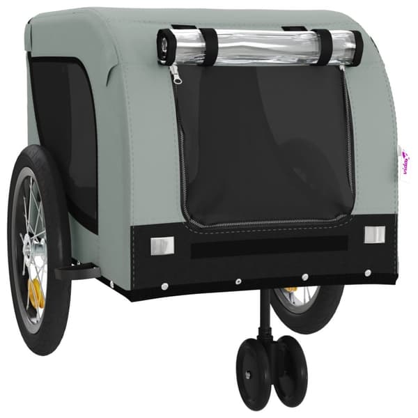 hundetrailer til cykel oxfordstof og jern grå og sort