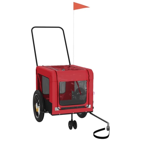 hundetrailer til cykel oxfordstof og jern rød og sort