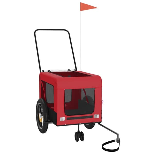 hundetrailer til cykel oxfordstof og jern rød og sort