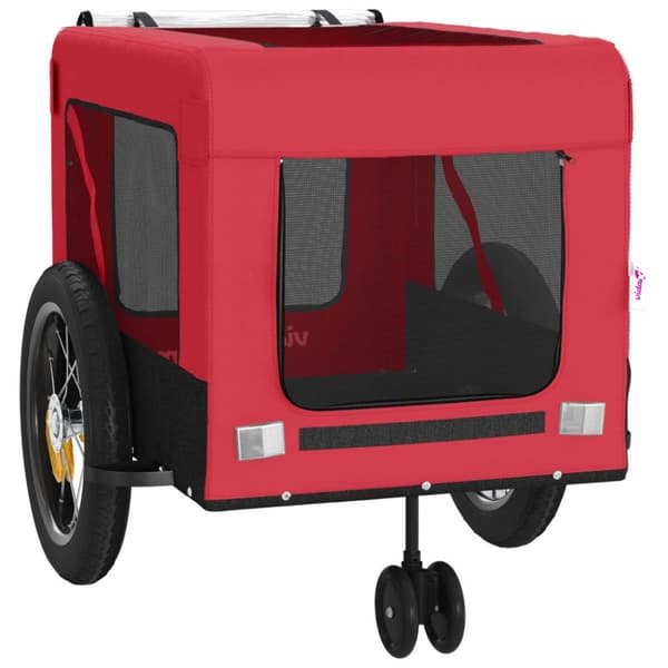 hundetrailer til cykel oxfordstof og jern rød og sort