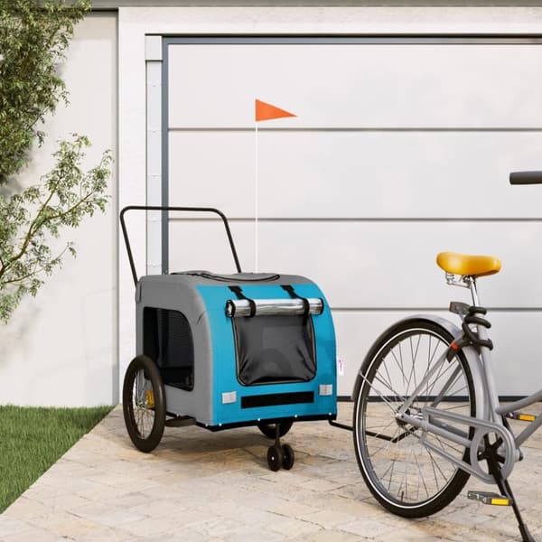 vidaXL Cykelvagn för djur blå och grå oxfordtyg och järn