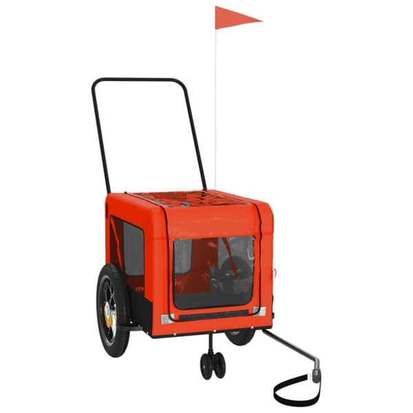hundetrailer til cykel oxfordstof og jern orange og sort