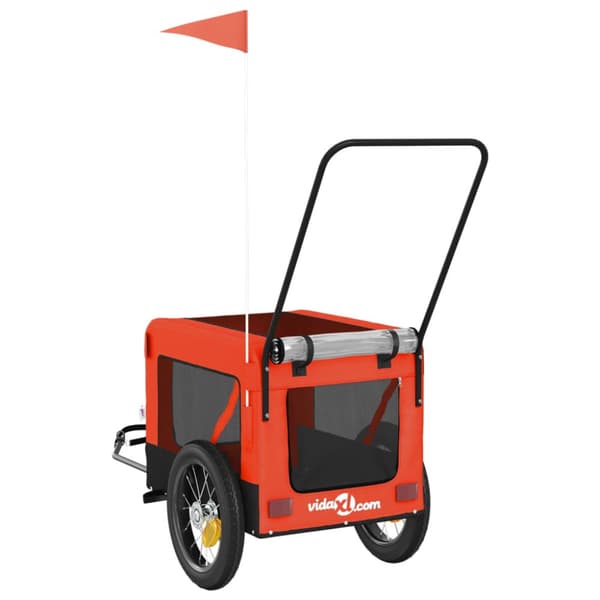 hundetrailer til cykel oxfordstof og jern orange og sort