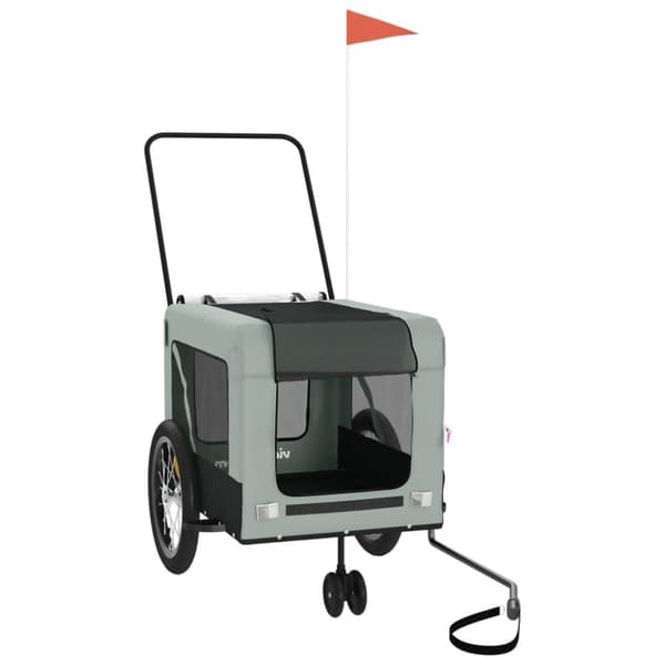 hundetrailer til cykel oxfordstof og jern grå og sort