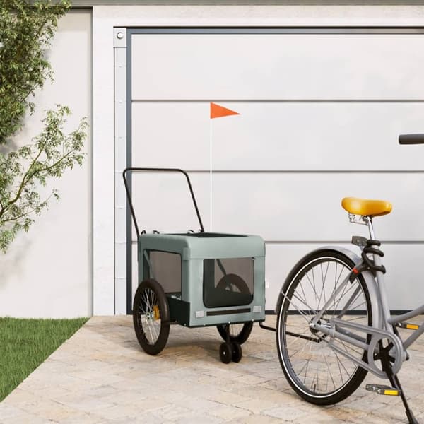 hundetrailer til cykel oxfordstof og jern grå og sort