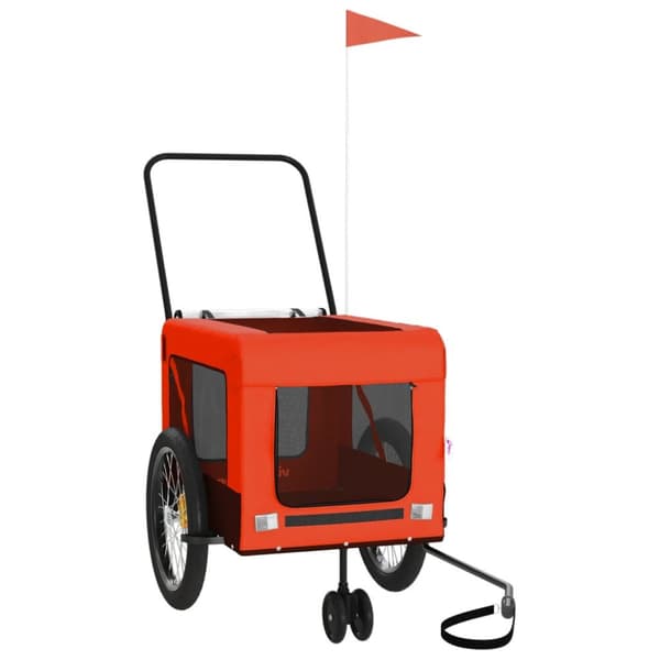 hundetrailer til cykel oxfordstof og jern orange og sort