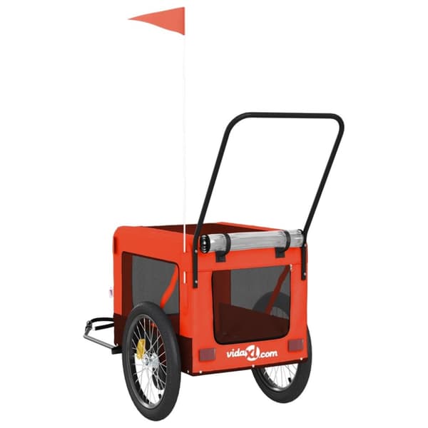 hundetrailer til cykel oxfordstof og jern orange og sort