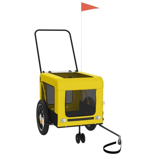 hundetrailer til cykel oxfordstof og jern gul og sort