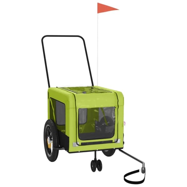 hundetrailer til cykel oxfordstof og jern grøn og sort
