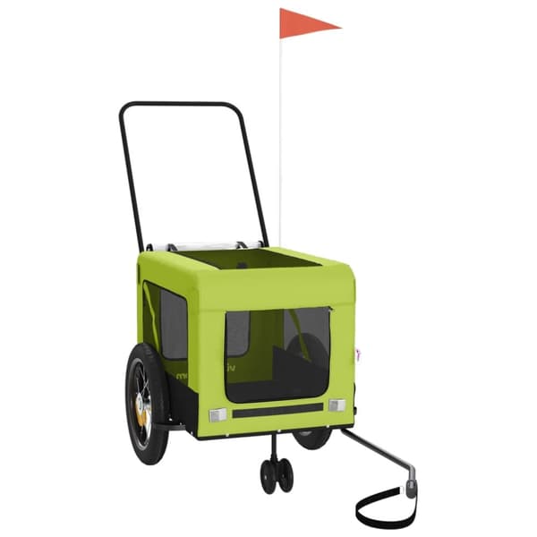 hundetrailer til cykel oxfordstof og jern grøn og sort