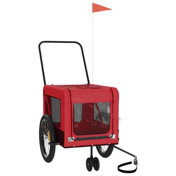 hundetrailer til cykel oxfordstof og jern rød og sort